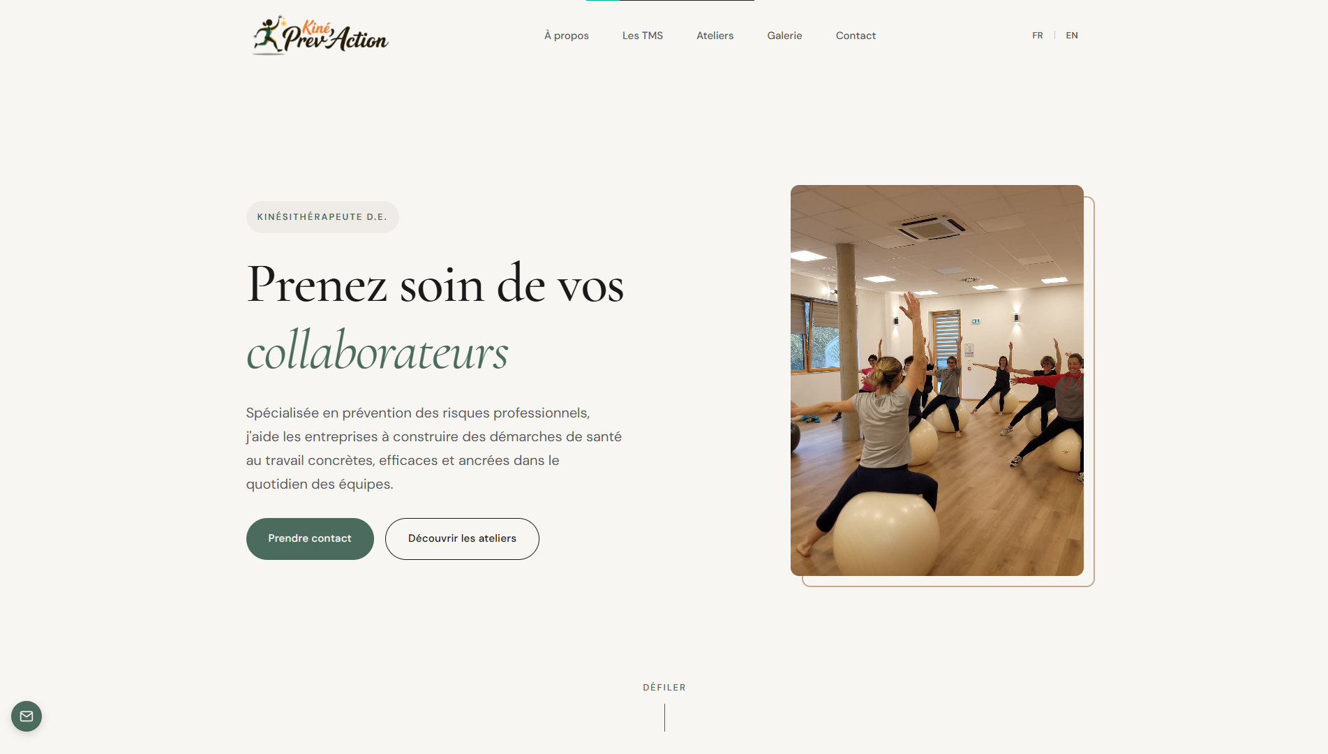 Website Kiné Prev'Action - Physiotherapist Aurélie Hascoët-Ernst France - Cut Studios